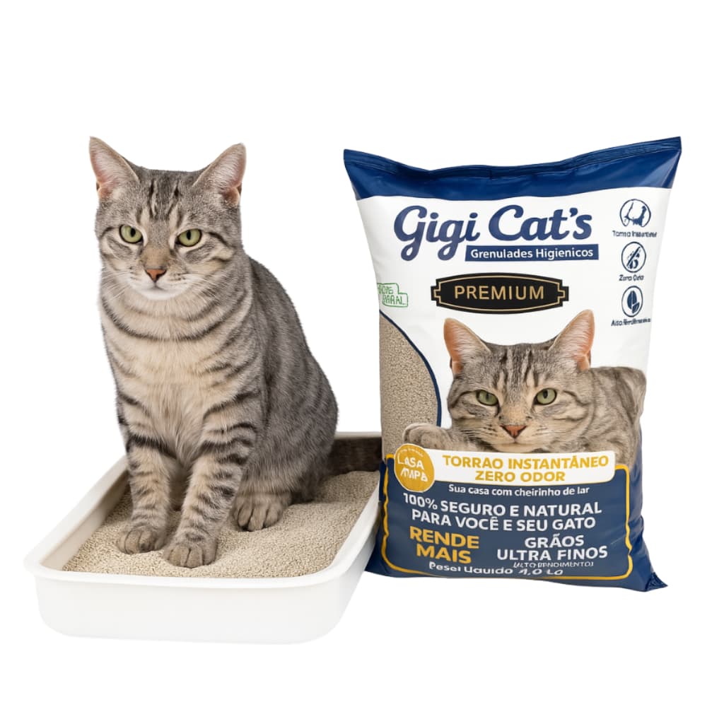 Areia De Gato 4 Kg a 20 Kg Sanitária Antiodor Higiênica Para Gatos Bentonita Gigi Cat's