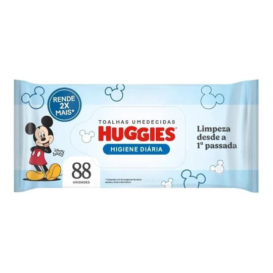 Toalhas Umedecidas na Promoção Huggies Higiene Diária - 88 Unidades