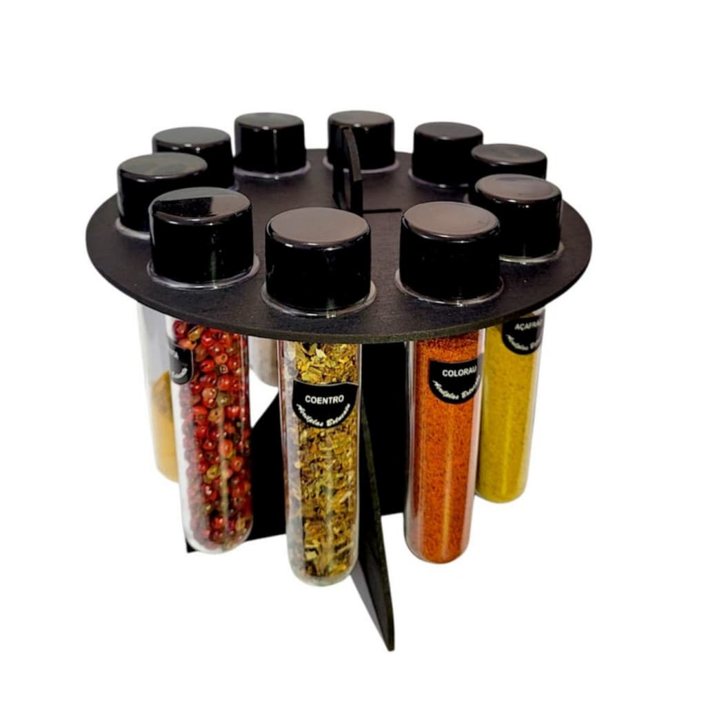Porta temperos e porta condimentos montável com 10 potes + 20 etiquetas promoção