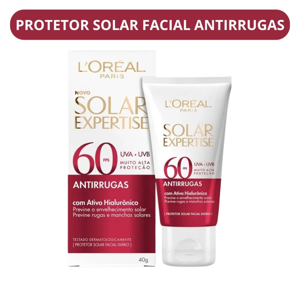 Protetor Solar Expertise Loréal Paris FPS60 Antirrugas 40g - Sem Cor