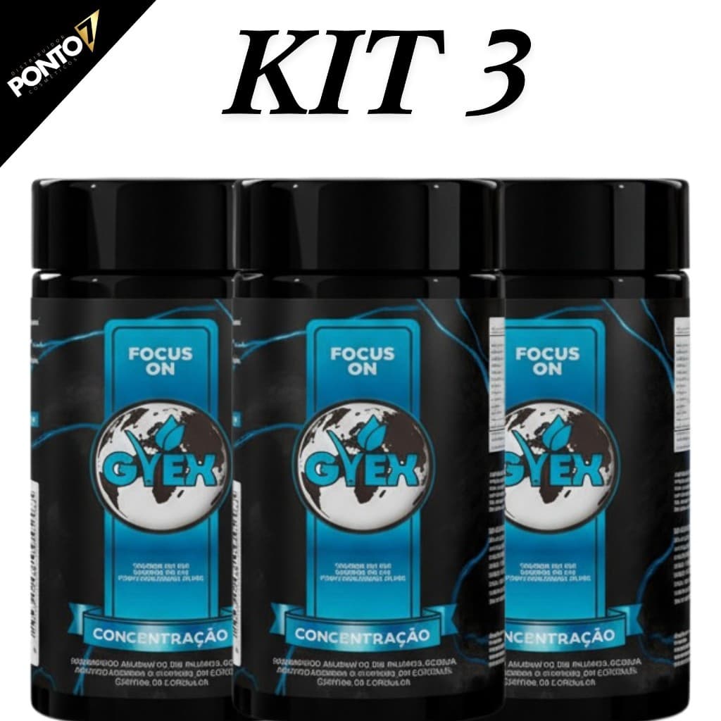 Kit 3 Focus On Gyex  Foco Energia e Produtividade Contínua  3 Frascos