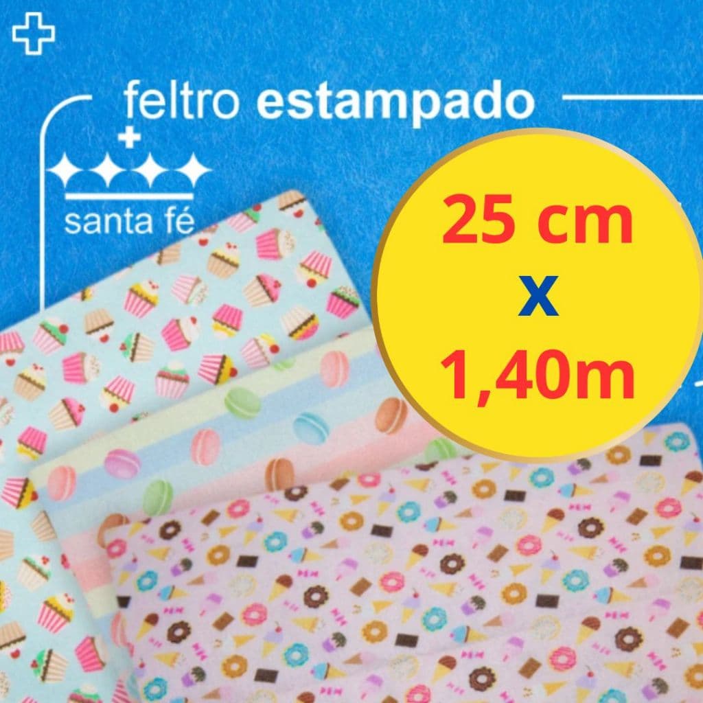 Feltro Estampado Santa Fé 25cm x 1,40m Tecido Artesanato Costura Artesanato Boneca Patchwork