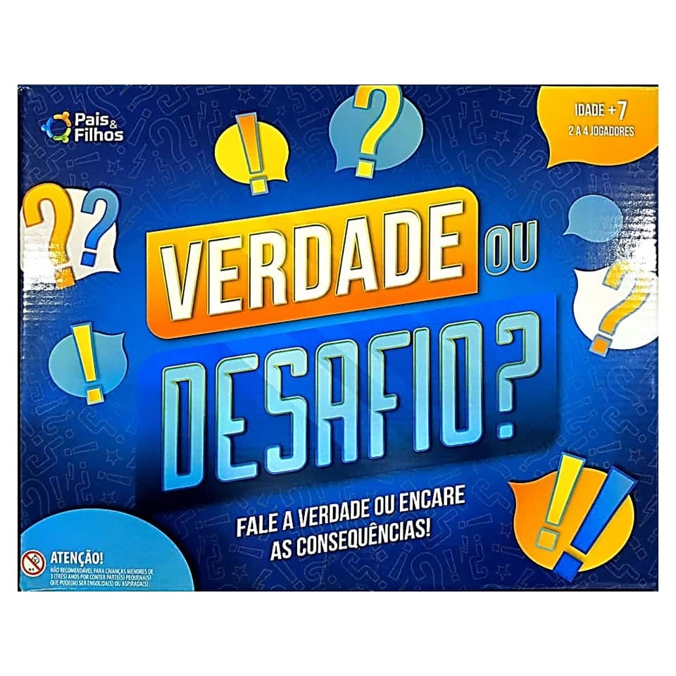 Jogo de Tabuleiro VERDADE OU DESAFIO Brinquedo Educativo Divertido Com Cartas Para Familia e Amigos - Pais & Filhos