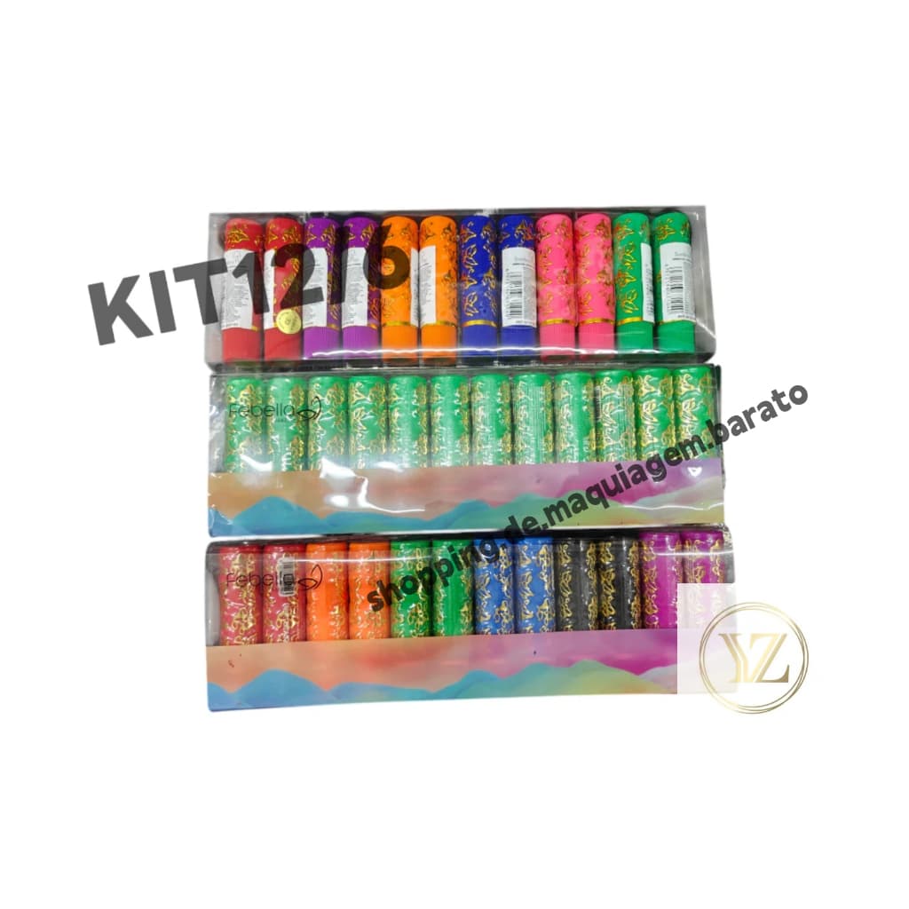 Kit C/ 6 ou 12 Batons Mágicos Coloridos Bella Femme – Batom da Vovó Multicolorido 24h Hidratante