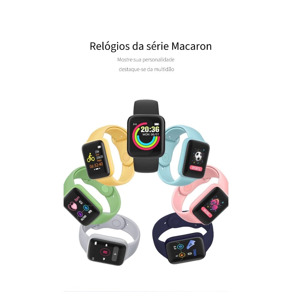 Smartwatch D20 - Relógio Inteligente y68 Esportivo Bluetooth Android/iOS - Com foto Na Tela Original