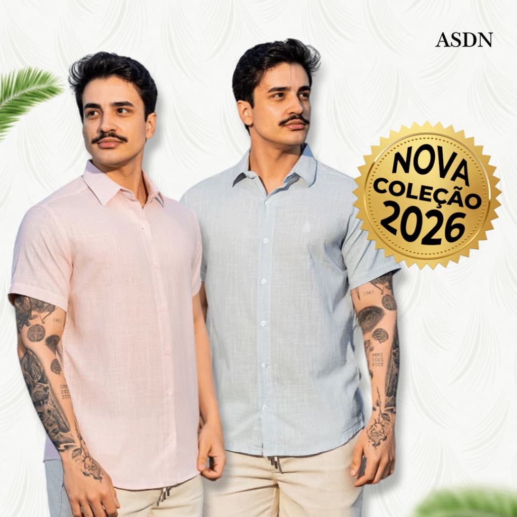 Camisa Masculina Social Slim Manga Curta Linho Premium Anti Odor Tamanhos P, M, G, GG e XG