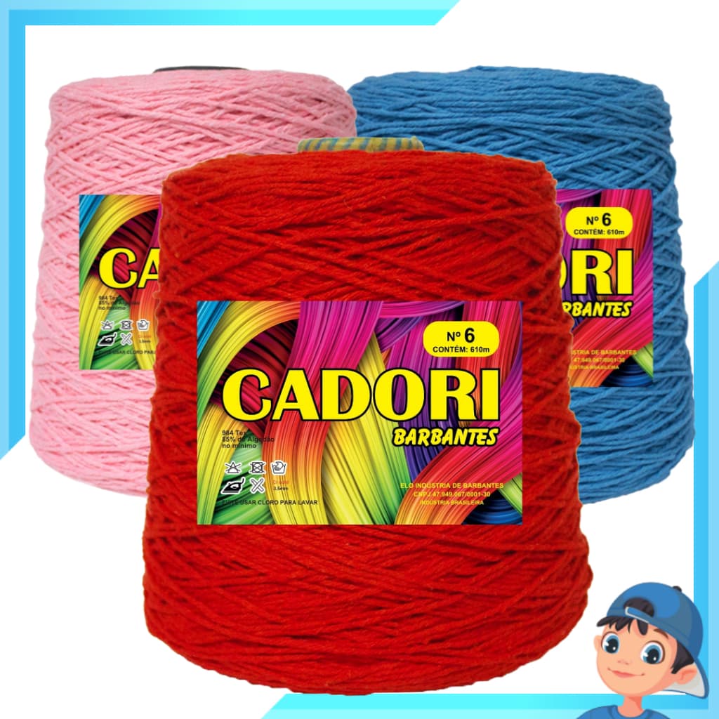Barbante Cadori Nº 06 600gr. Perfeito para Crochê e Tricô Artesanal - Cores Vibrantes