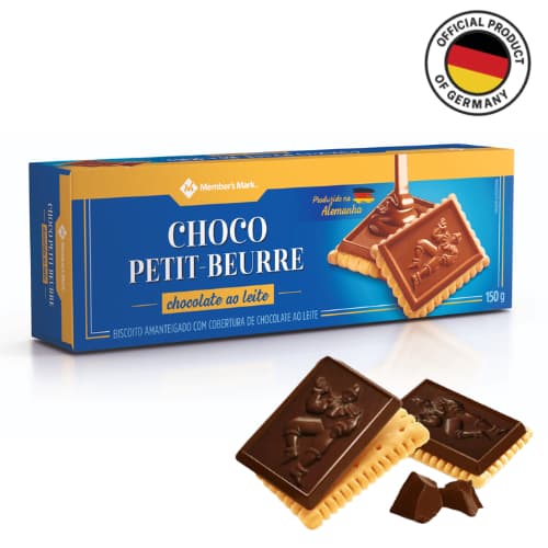 Biscoito Alemão Petit-Beurre Amanteigado Crocante Cobertura de Chocolate Importado 150g