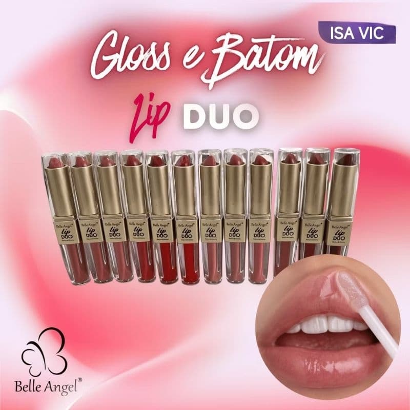 Lip Duo Batom e Gloss Cremoso e Brilhoso Líquido Matte