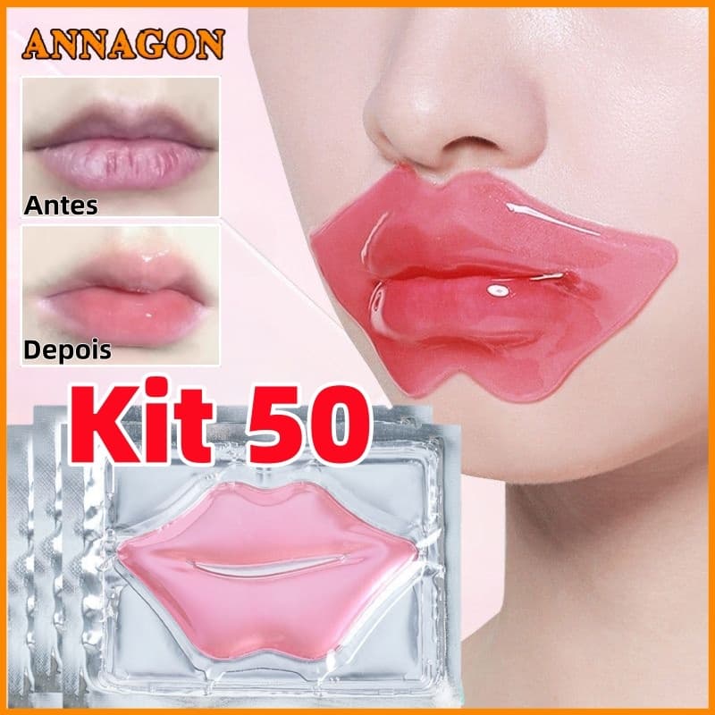 Kit 50/40/30/20/10 Máscara Labial de Mel e Colágeno com Cristais Hidratantes para Lábios