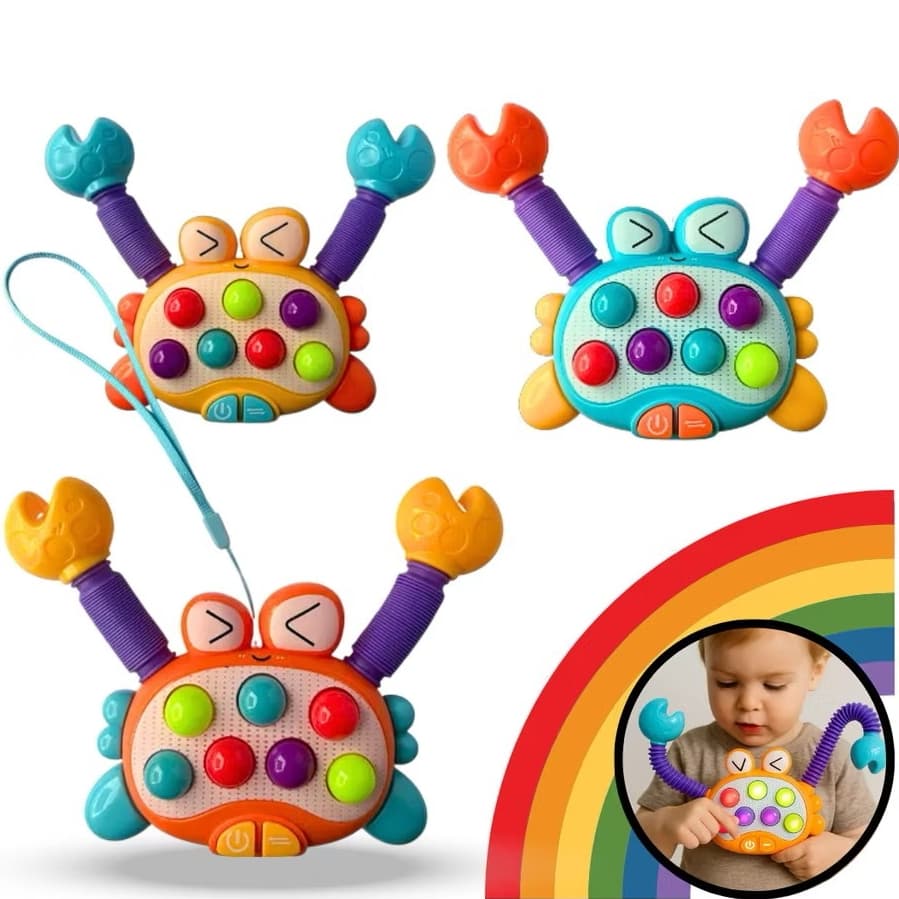 Brinquedo Interativo Infantil com Luzes Música Botões Iluminados Garras Flexíveis Sensorial Educativo Baby
