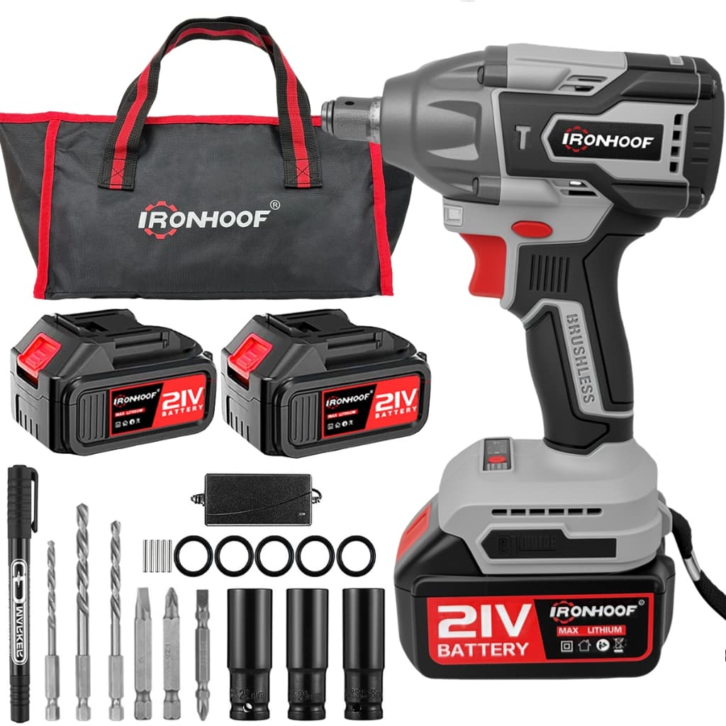 Chave De Impacto Brushless Parafusadeira Furadeira 520 Nm Sem Fio 2 Baterias