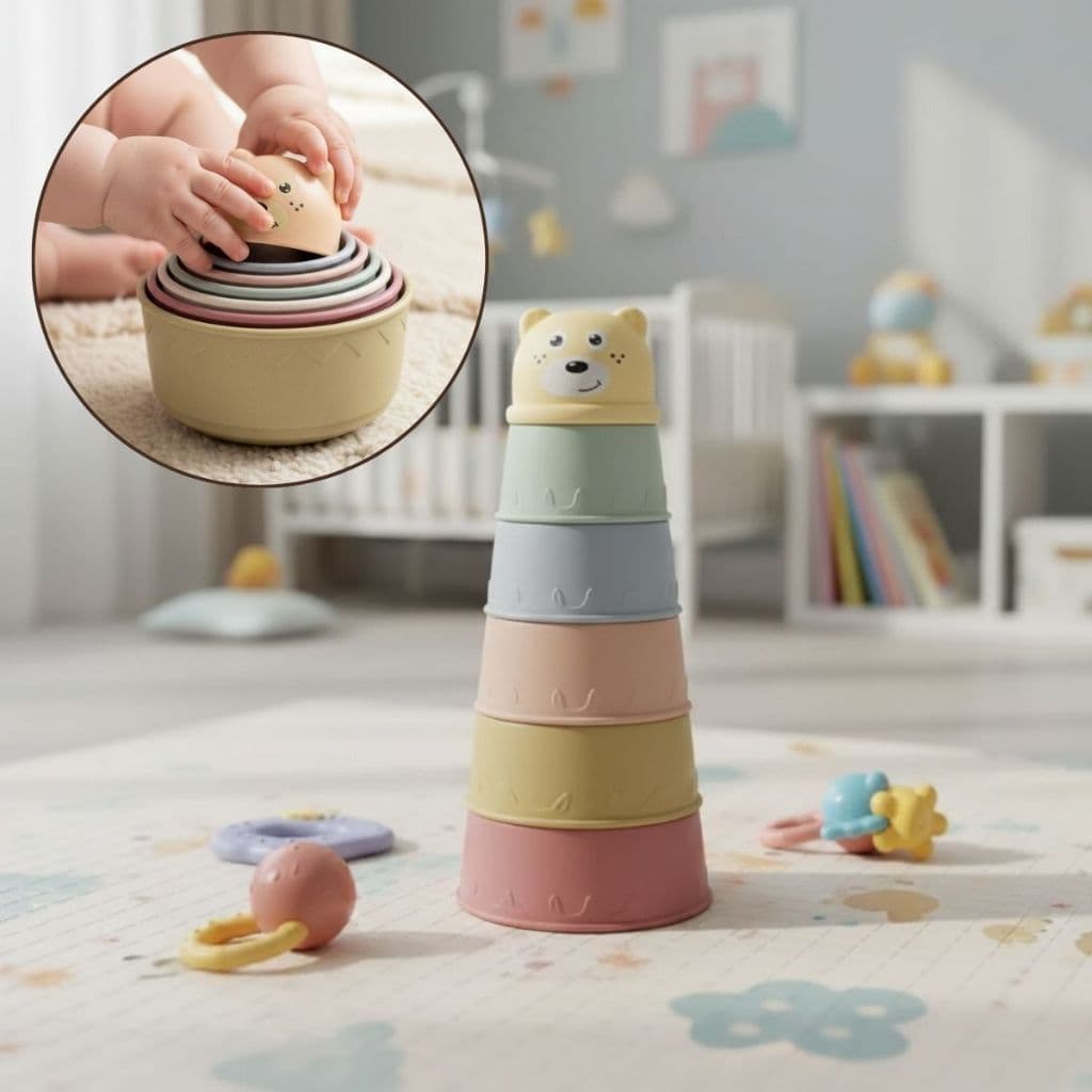 Brinquedo Divertido Empilhar Contar P/ Bebê Educativo 7 Pçs