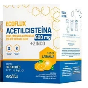 Acetilcisteína Ecoflux Laranja Com 16 Sachês De 5g Cada
