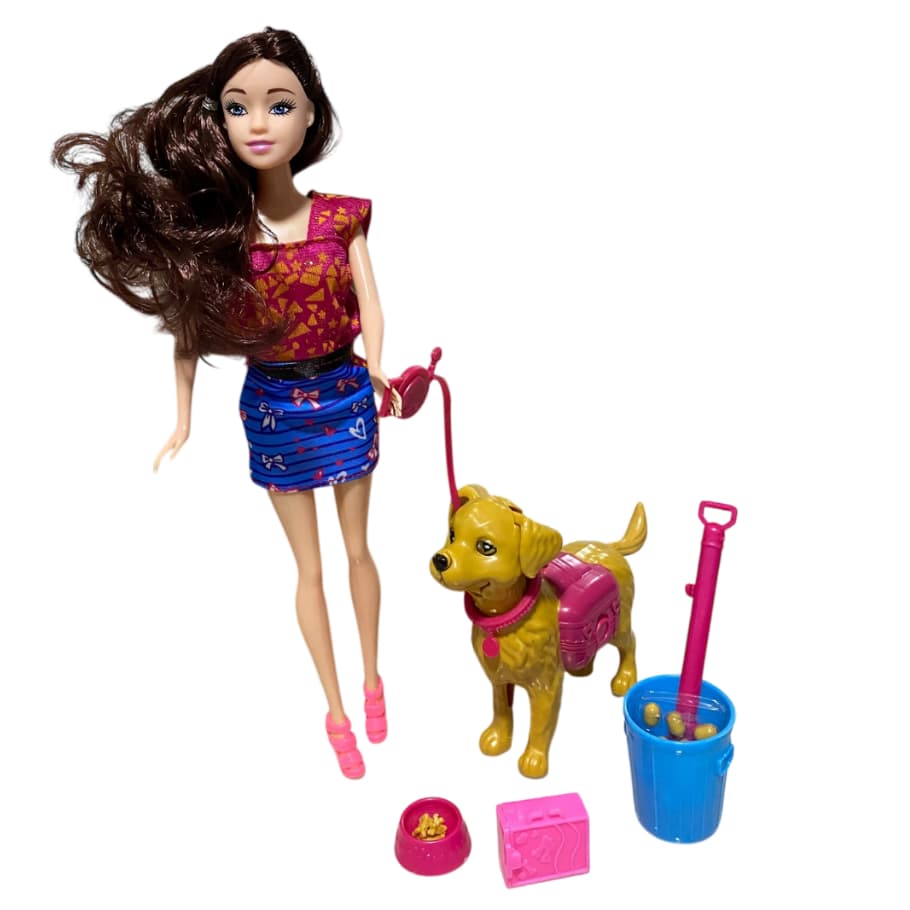 Boneca Fashion Com Roupa E Sapato Articulada Com Cachorrinho E Acessórios, Melhor Presente