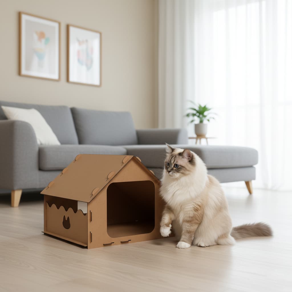 Casinha Tóca com Arranhador Rampa para Gatos Casa Casinha Para Gatinhos