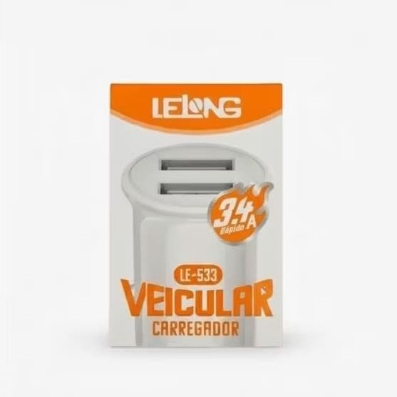 CARREGADOR VEICULAR KIT 2PC 3PC 5PC LELONG 3.4A LE-533 2USB NOVOS