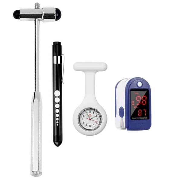 Kit Martelo Buck + Oxímetro Dedo + Relógio Lapela + Lanterna Clínica | Enfermagem Clínica Saúde