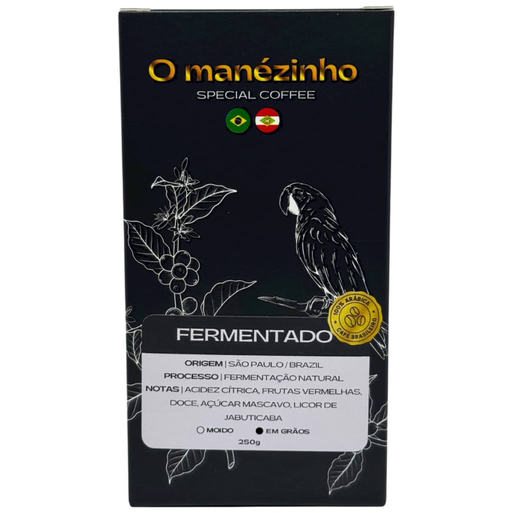 Café Especial O Manézinho Fermentado 100% Arábica em Grãos 250g Torra Média
