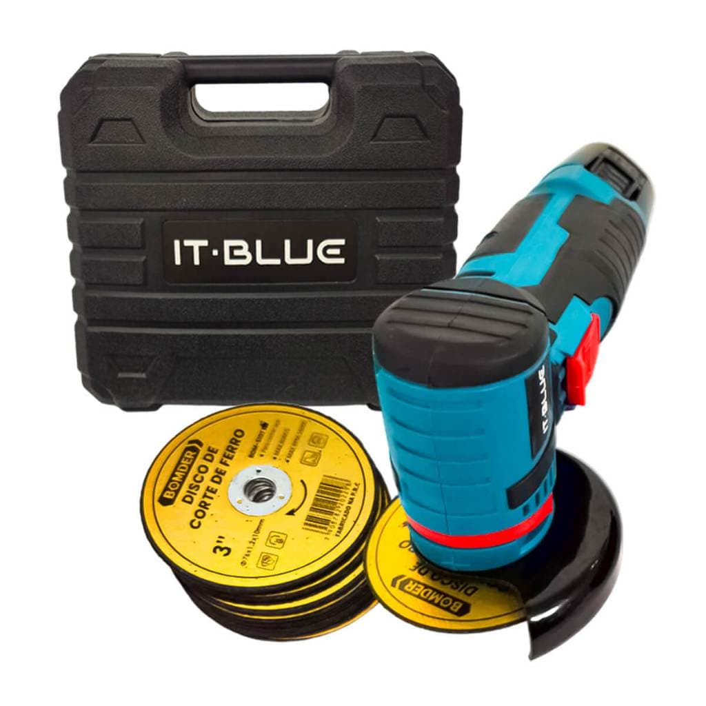Kit Lixadeira Esmerilhadeira 12V + 20 DiscosKit Esmerilhadeira Angular 12v com 20 Discos de Corte Lixadeira Manual