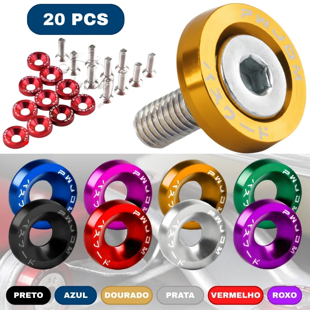 20 Pcs Fender Arruela M6 Parafuso JDM 20mm Pacote Para carro e Moto Honda Civic Integra