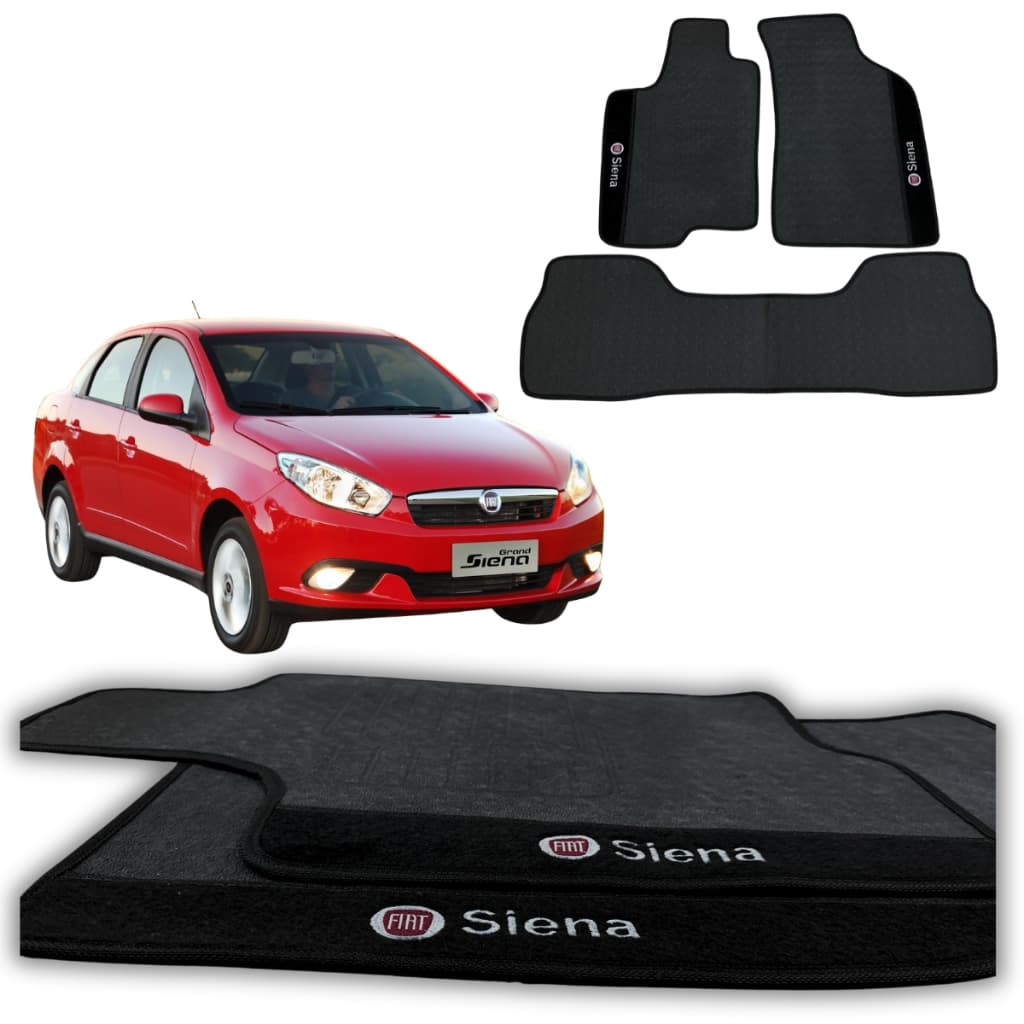 KIT 3 TAPETES AUTOMOTIVOS FIAT SIENA ANO 2001/2012 TAPETES IMPERMEAVEL 100% EMBORRACHADO