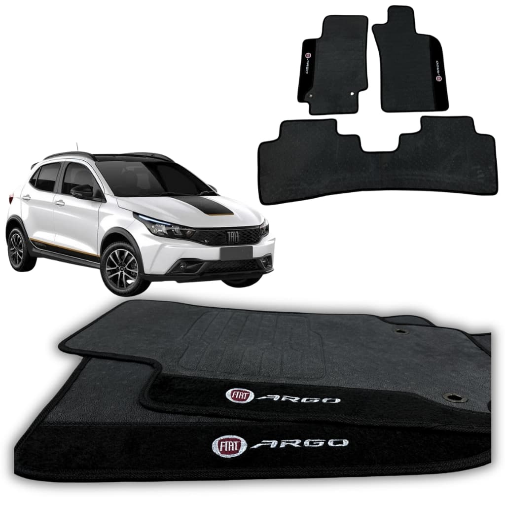 KIT 3 TAPETES AUTOMOTIVOS FIAT ARGO ANO 2017/2025 TAPETES EMBORRACHADOS 100% IMPERMEAVEL