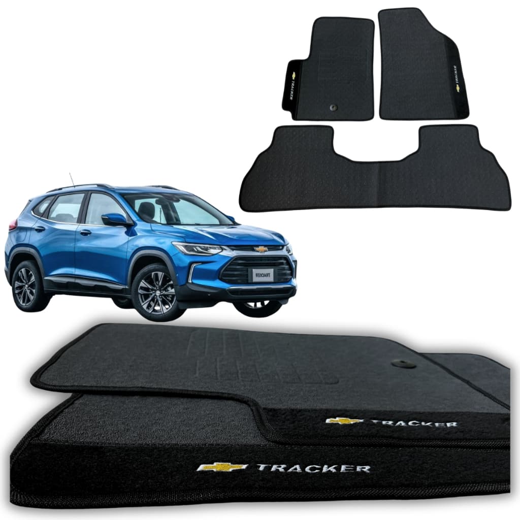 KIT 3 PEÇAS TAPETES AUTOMOTIVOS TRACKER ANO 2020/2023 TAPETES EMBORRACHADOS IMPERMEAVEL