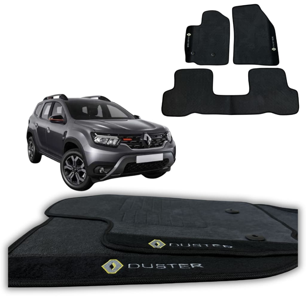 KIT 3 TAPETES AUTOMOTIVOS ADAPTAVEL RENAULT DUSTER ANO 2020 TAPETES EMBORRACHADOS