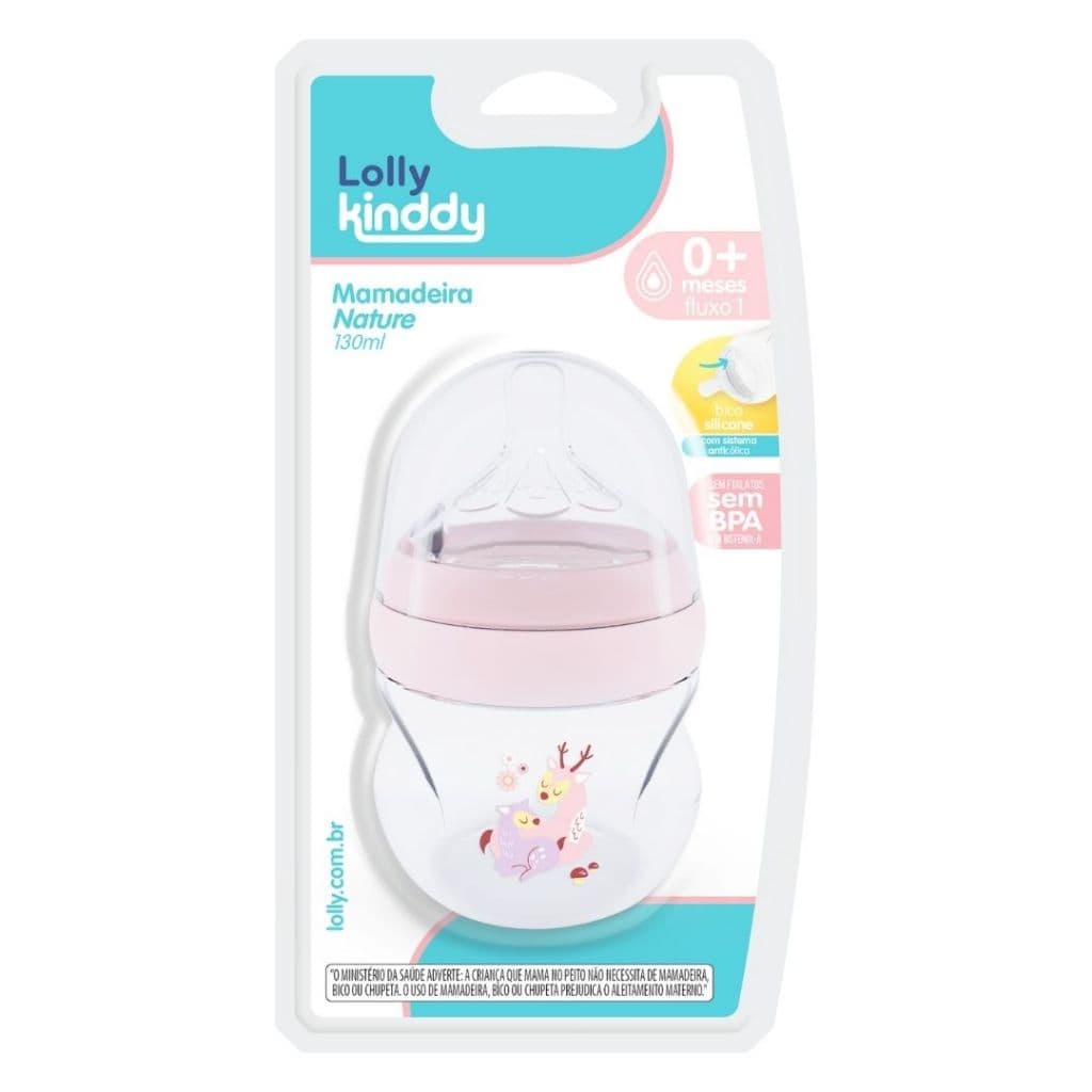 Mamadeira bebê Anticólica Pétala 130ml Fluxo 1 Lolly 0+ Meses Bico Silicone macio para Recém-Nascido