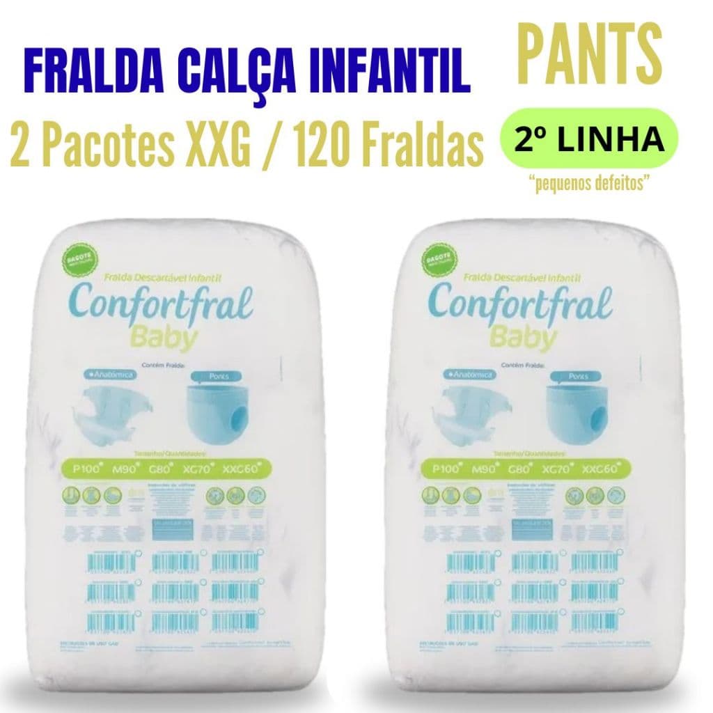 Fralda Calça Confortfral Baby XXG com 120 Fraldas | Ajuste Perfeito e Alta Absorção | Entrega Rápida