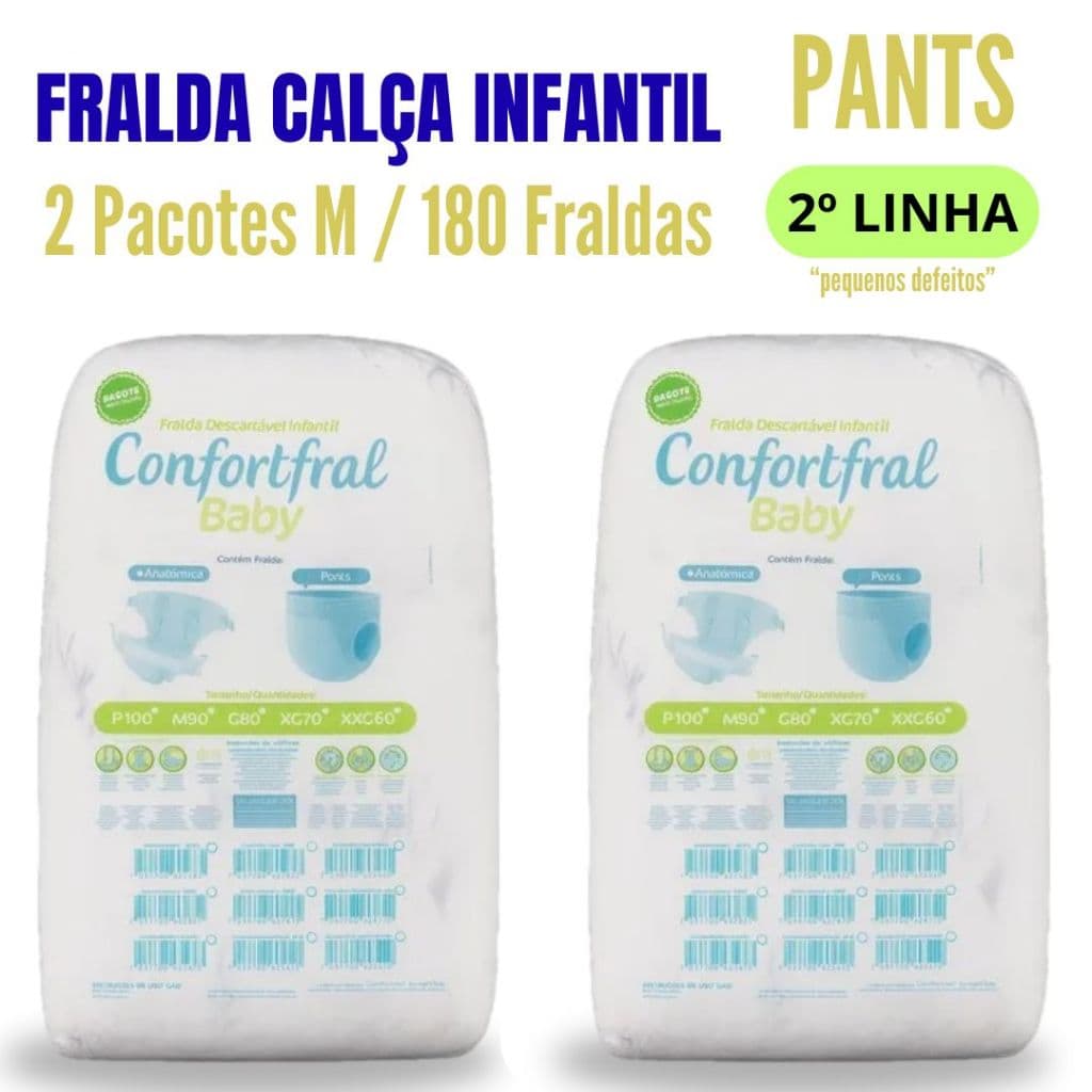 Fralda Calça Confortfral Baby M 180 Tiras | Entrega Rápida