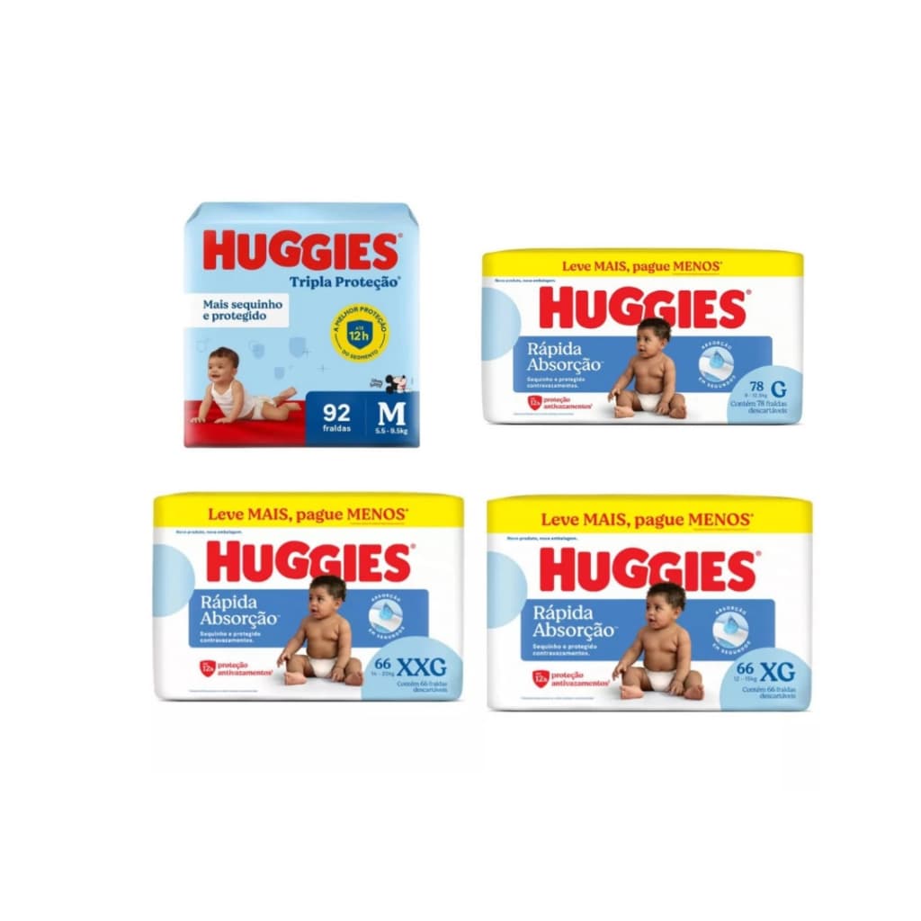 Fralda Huggies Rápida Absorção Tamanhos Pacotão