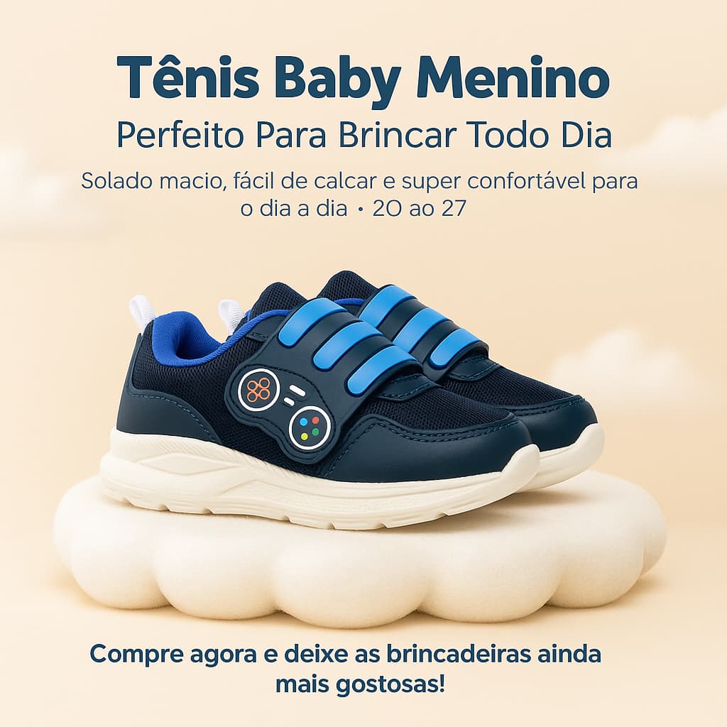 Tênis Baby Confortável Menino – Leveza e Estilo Confortável Para o Dia a Dia 20 ao 27 - COMPRE AGORA