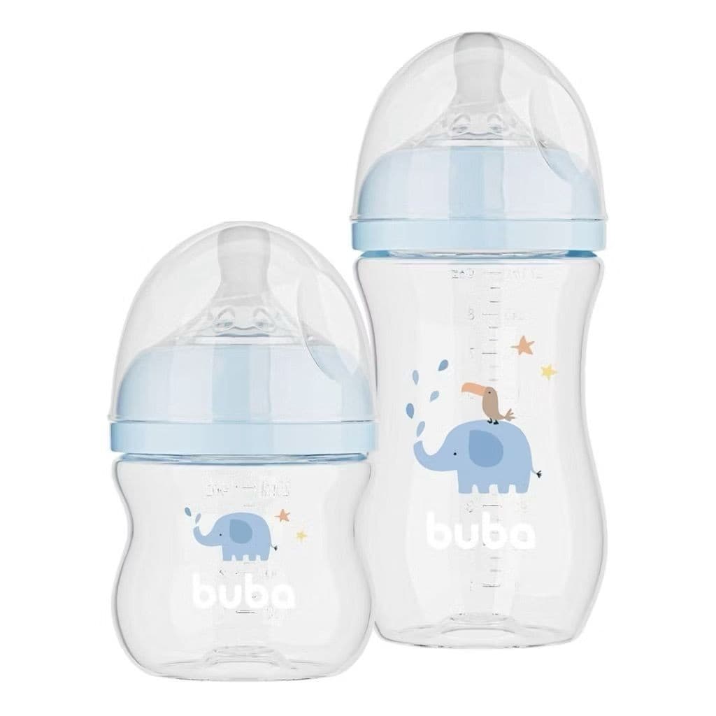 Kit 2 Mamadeira Easy Flow Elefante Azul 120ml e 270ml - Buba