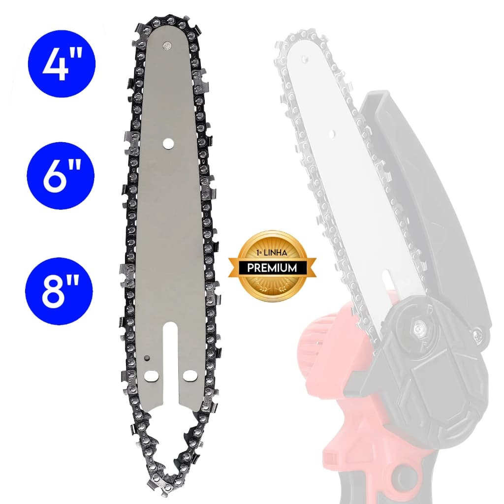 Kit Sabre 4 / 6 / 8  Polegadas Rolante + Corrente P/ Mini Motosserra Elétrica