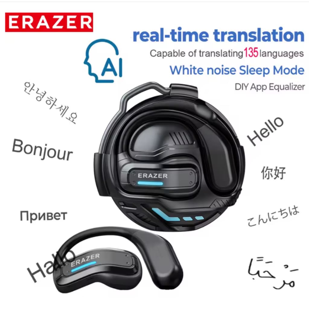 ERAZER X8 AI Tradutor Fones de ouvido para jogos Bluetooth 5.4 Fones de ouvido sem fio Baixa latência HD Chamada