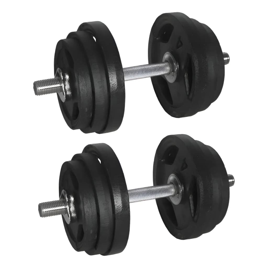 Kit Musculação Par Halteres Maciço 40cm + 24kg Anilhas De Academia Sport Furo 31mm