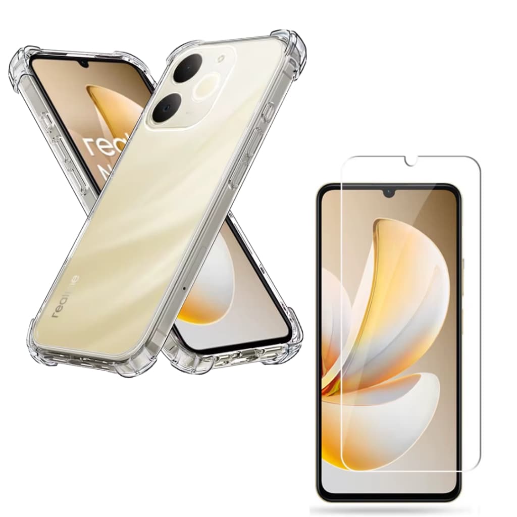 Capa Capinha Anti Impacto + Película 3D 9D Priv Para Realme C51, C53, C55, C61, C63, C73, C75, Note 50, Note 60, Note 70