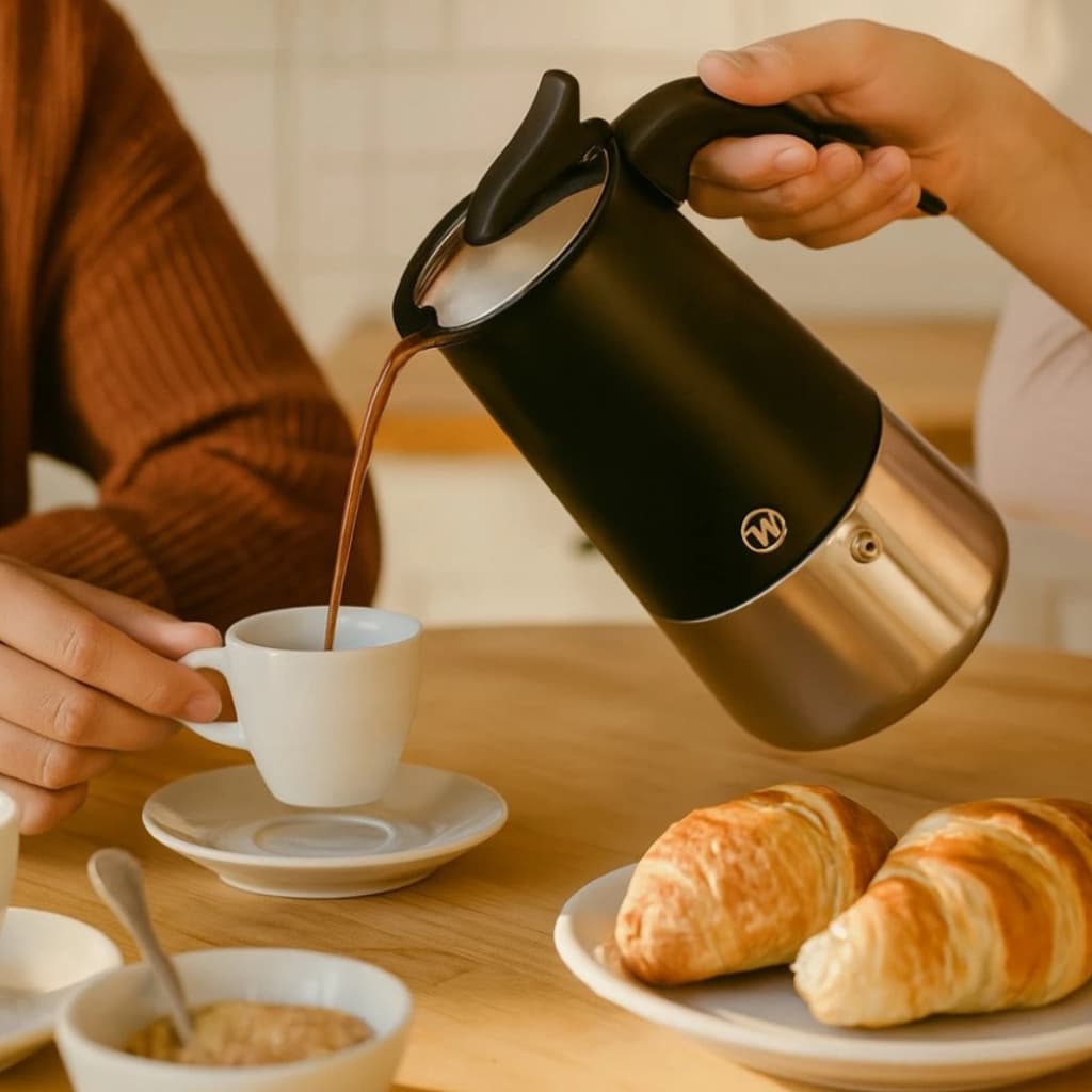 Cafeteira Italiana Aço Inox Preto Café Expresso 450ml / 300ml