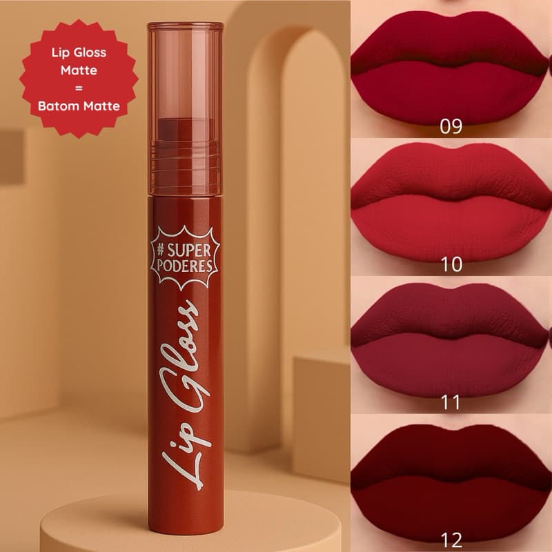 Batom Líquido Vermelho 24H Matte Escuro Longa Duração Lábios Boca Barato Maquiagem