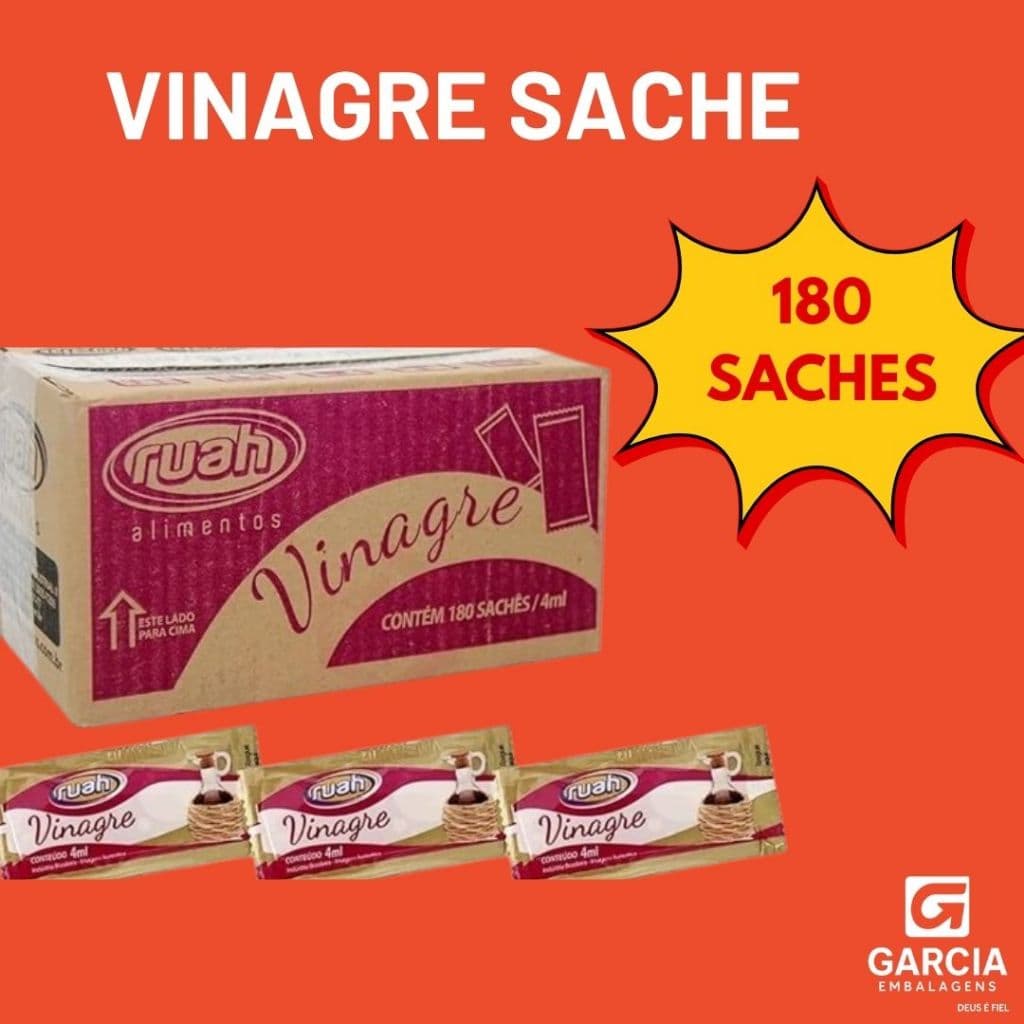 Vinagre De Álcool Sachê 4ml Ruah Caixa Com 180 Unidades