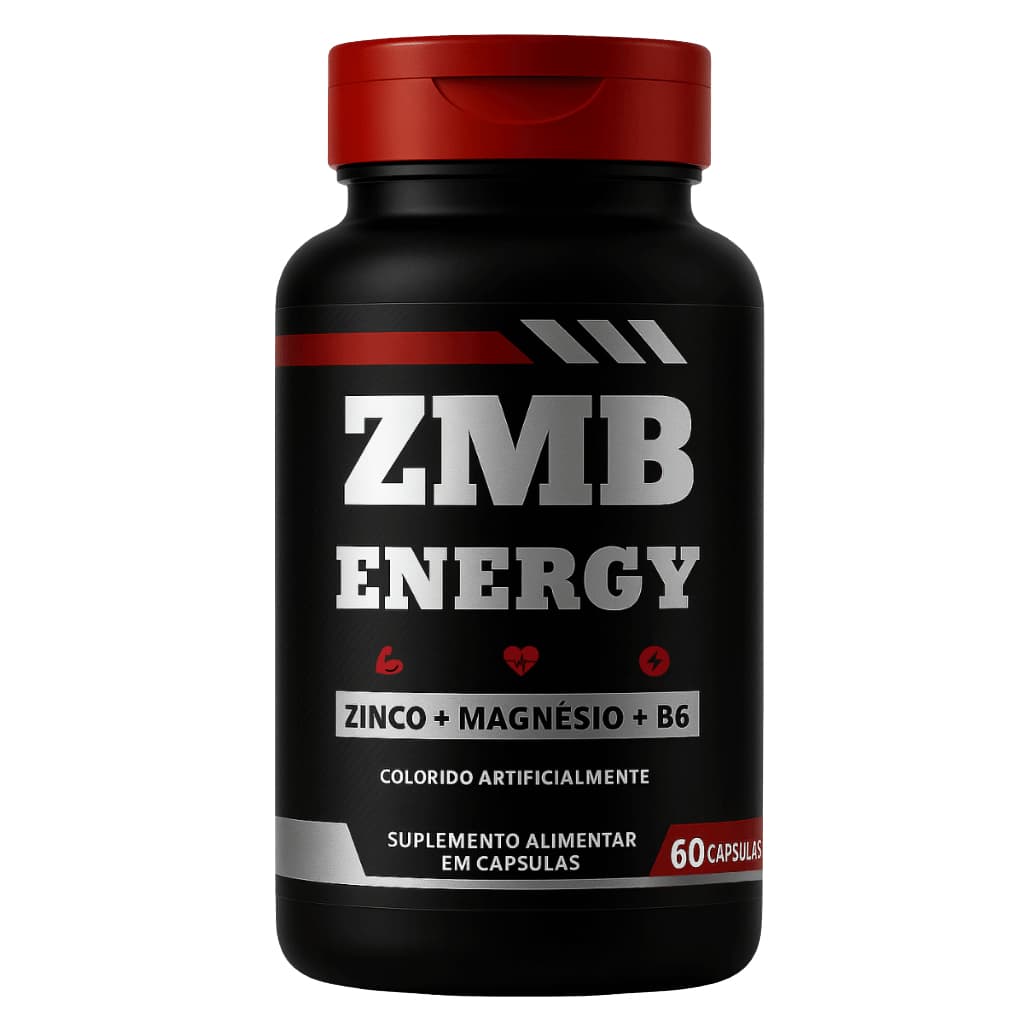 ZMB Energy Suplemento Concentrado 60 Cápsulas Com Zinco Magnésio Vitamina B6 para Energia Disposição