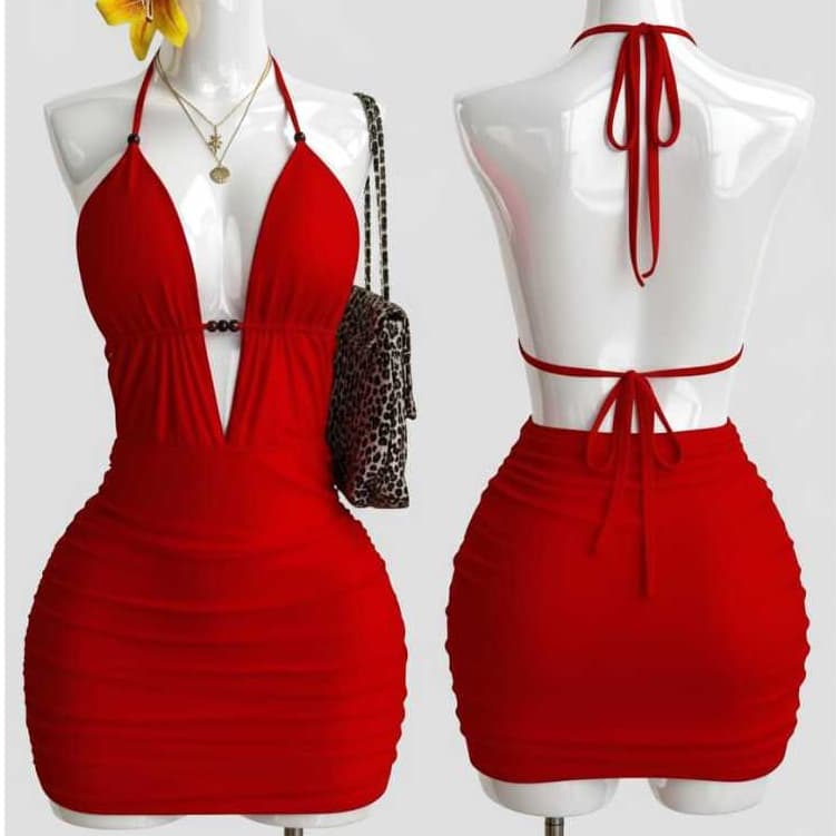 vestido  curto feminino gringo balada frente unica decote en V