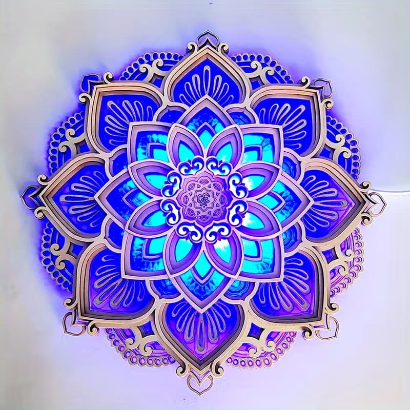 Luminária Led 3D Mandala Abajur Presente Criativo Decoração