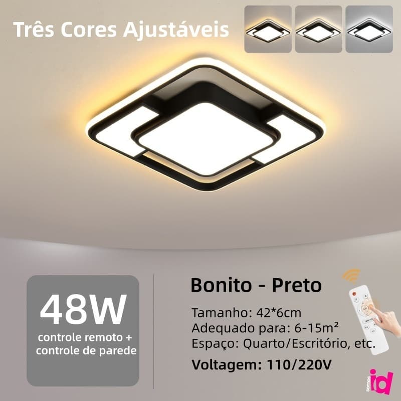 Luminária Teto Plafon Led Sobrepor Moderna 3 Em 1 Quadrado（42*42*6cm）