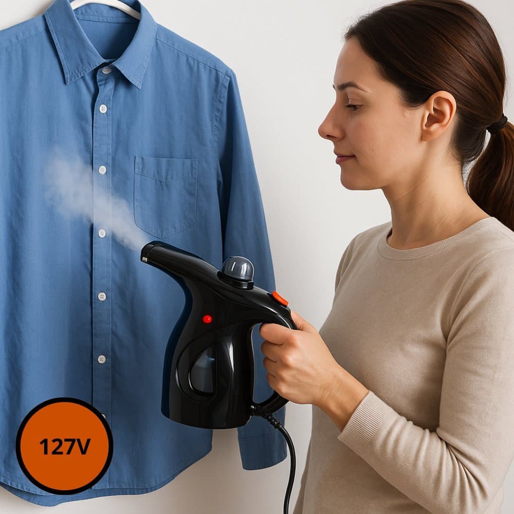 Passadeira a Vapor Portátil 800W 127V com Escova Desamassar Desamarrotar Esticar Roupa