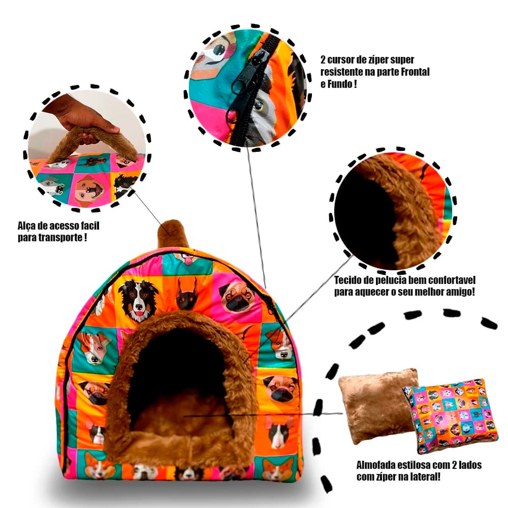 Casinha Pet toca Iglu Cama 2 em 1, Para Cachorro, Gato, Casinha Pelucia confortavel, envio Imedito.