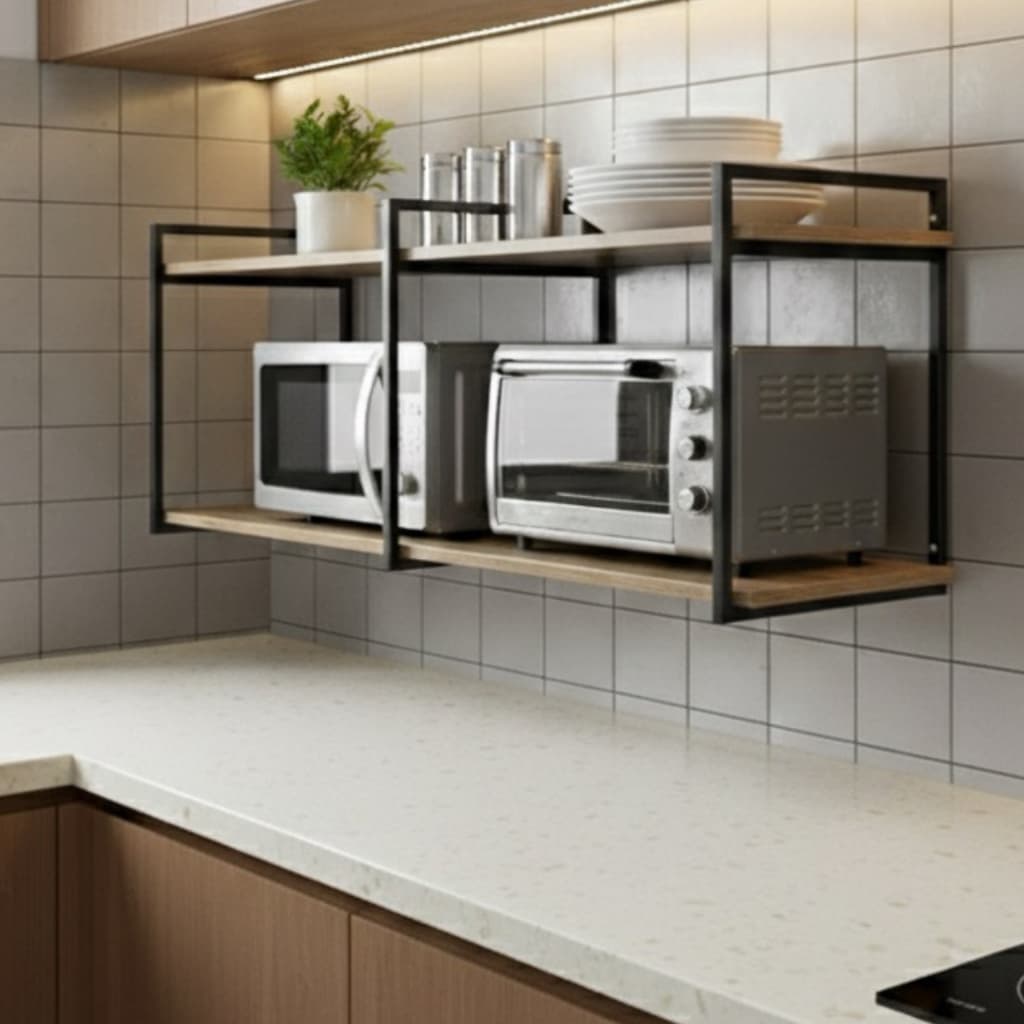 Suporte Multiuso para Microondas Forno Eletrico Air Fryer impressora Prateleira de Parede Nicho