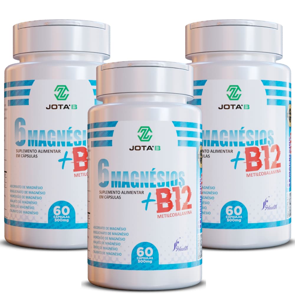 Suplemento Premium Magnésios dimalato + 5 + Vitamina B12 Metilcobalamina 500mg 60cápsulas